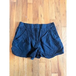 Wilfred Aritzia Tencel Linen Blend Pleated Shorts Black Elastic Waist Size 4
